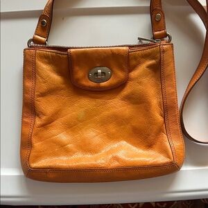 Fossil Orange Leather Shoulder Bag